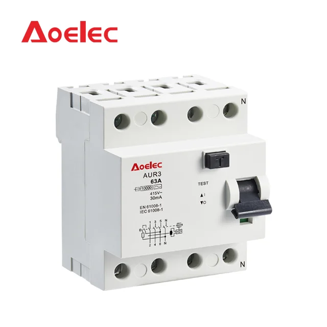 AUR3 3P+N KEMA Certificate with High Breaking Capacity RCCB