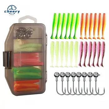 CHEERY Fishing Lure With Jig Hook Set Artificial Soft Bait Plastic Bionic Swimbait Fishing Lure Group Paddle Tail Swim Baits – Soft Lure – view 2