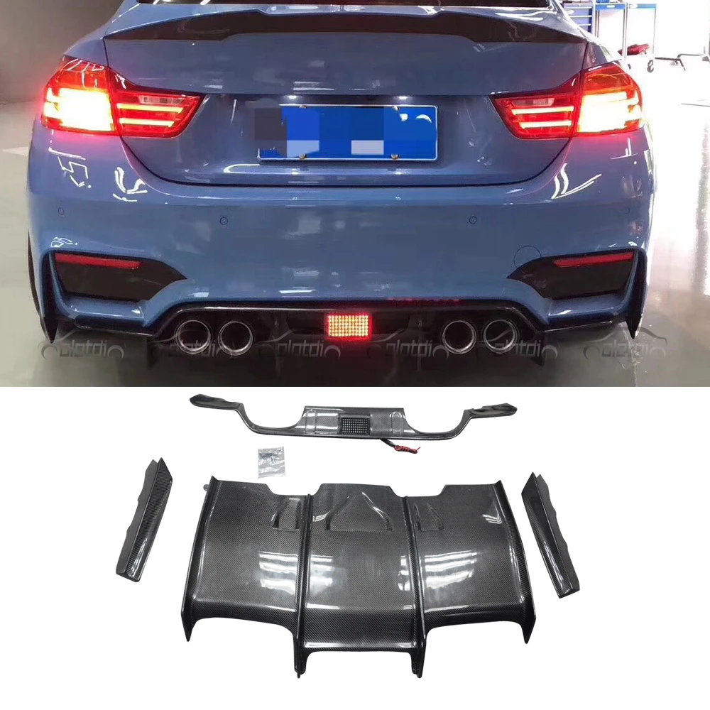 2Pcs Rear Bumper Spat Splitter Addon Apron For BMW F82 M4 PSM Style Carbon Fiber