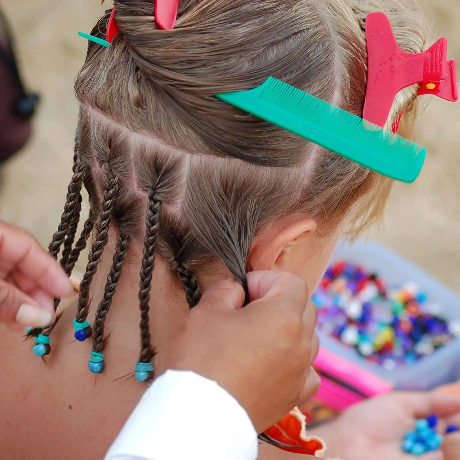 Kit De Perles Colorées Pour Tresses D'enfants - Accessoires Coiffure Avec Passe Fils Inclus