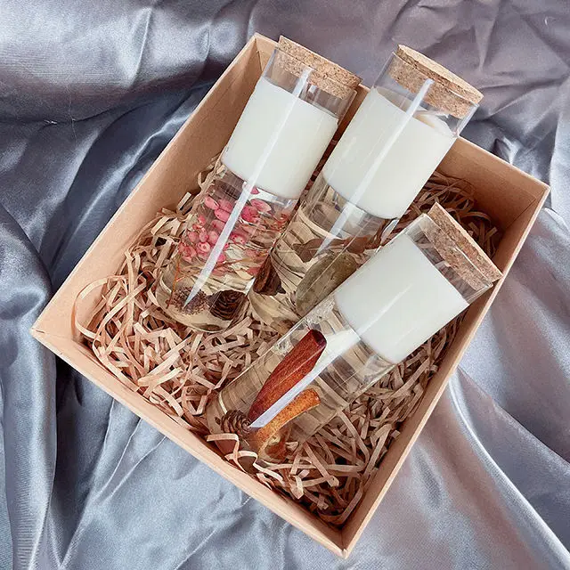 Wholesale Bulk Scented Candles With Cork Lids Using Jelly Gel Wax With Dried Flower Decoration