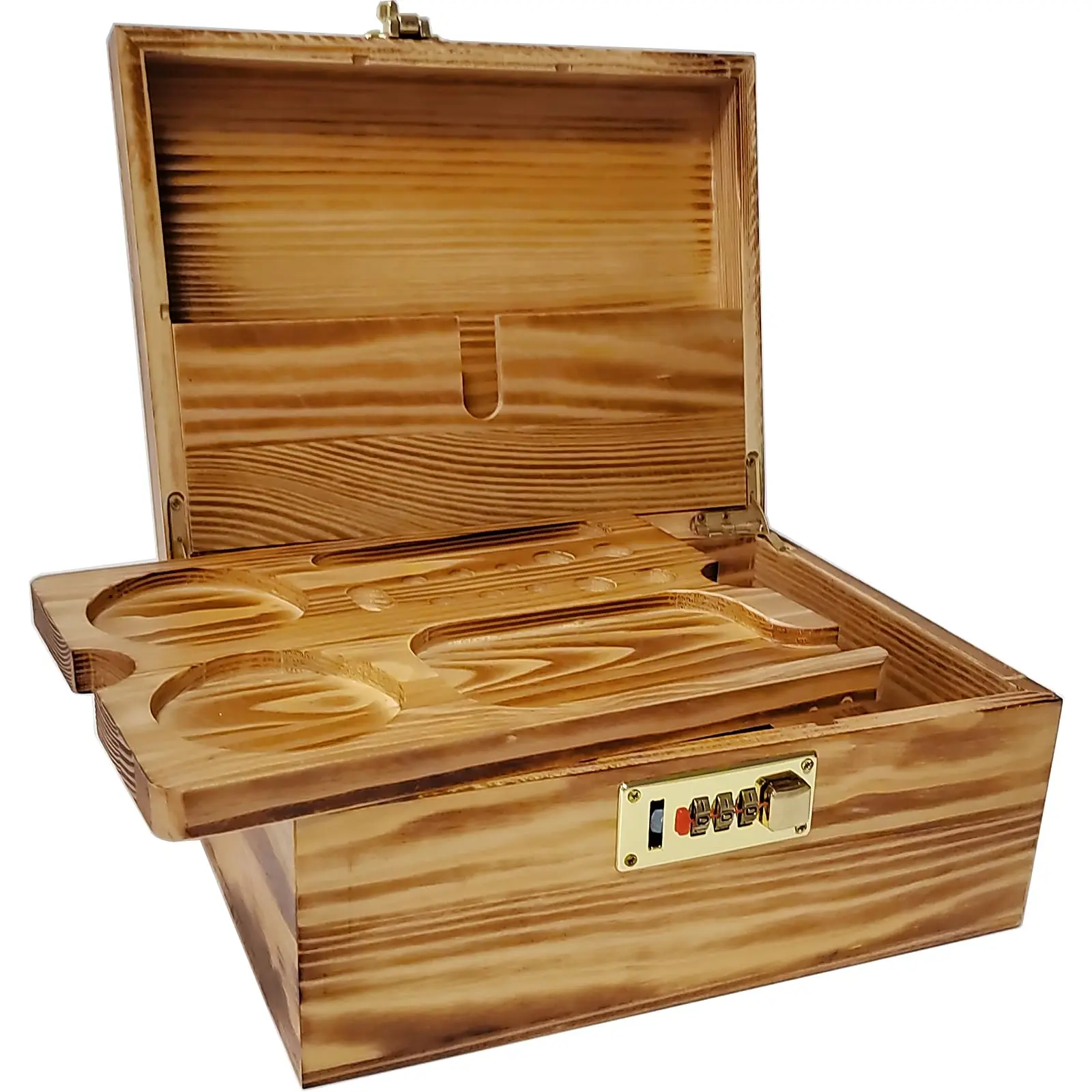 Acacia Wood Storage Box with Combination Lock - Decorative Home Organizer & Ideal Gift Choice