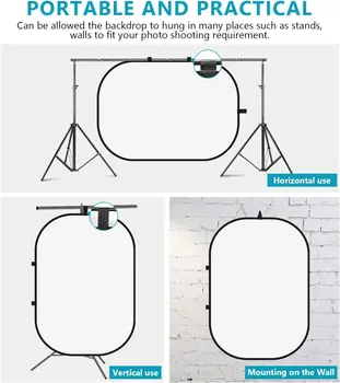 Neewer 5x7ft/1.5x2m Chromakey Foldable Backdrop with Stand 8.5ft/2.6m, 2-in-1 Reversible Green Blue Green Background Panel for detail image