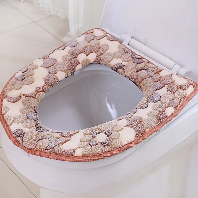 Soft Warm Toilet Seat Cushion Cover Closestool Mat Bathroom Cool Rainbow Color 