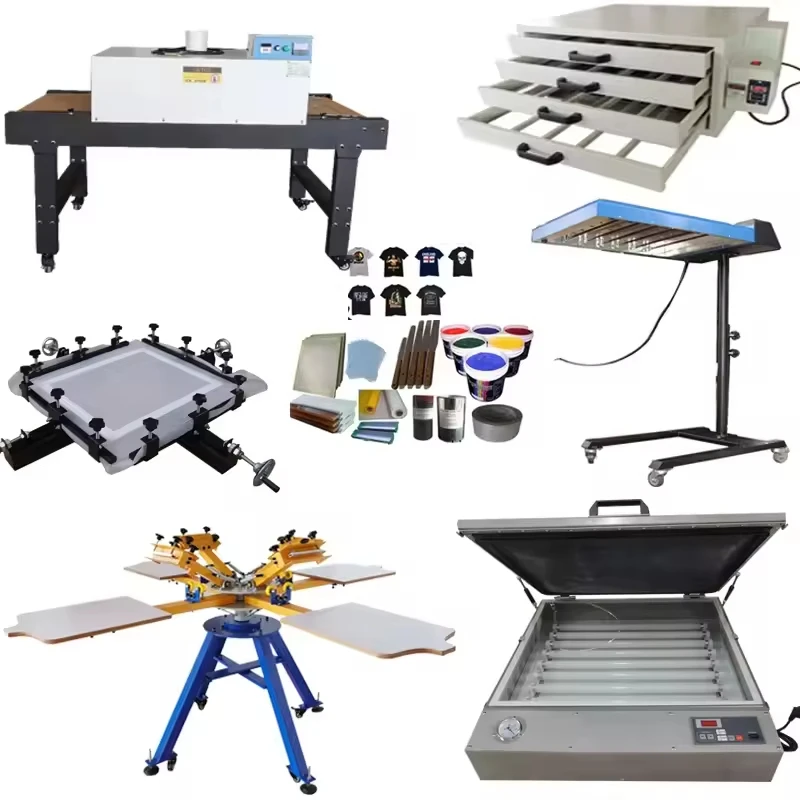 NS404-ESU Full Set Easy Adjusting DGRUIDA 4 Color 4 Station t Shirt Clothes Manual Screen Printing Machine