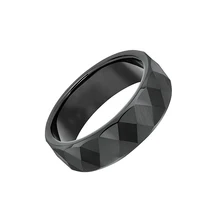 Factory Direct Sales Black Tungsten Steel Ring with Geometric Faceted Design - Stylish Men's Jewelry