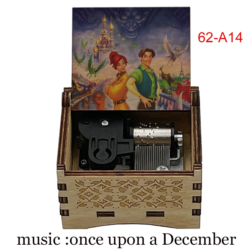 Anime Wood Anastasia Music Box Automatic Wind up Theme Once Upon a December Kids Girls Friends Birthday Gift Party Toy With Logo