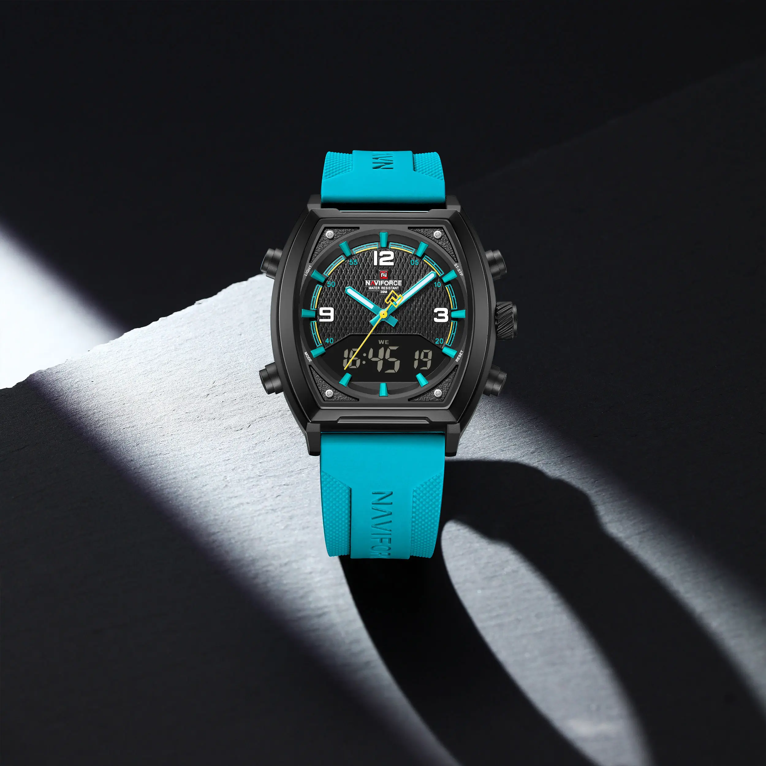 NAVIFORCE 9242男士手表新款防水时尚石英液晶数字显示手表Relogio女性化钟表