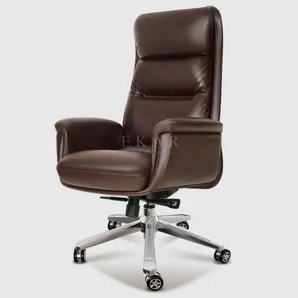 Classic luxury comfortable Italian cowhide leather executive president reclining swivel boss chair for office study siesta