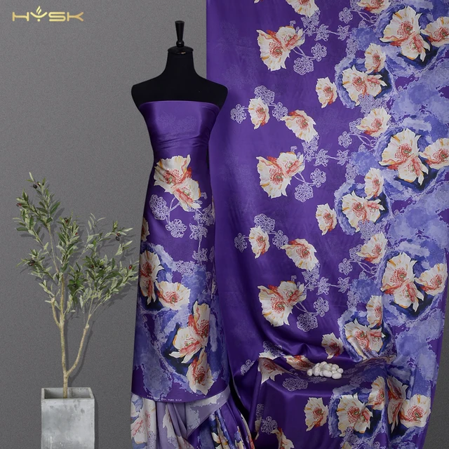 Soft Shiny hengyun big abstract printing digital multi color natural pure mulberry 100 Silk Satin Charmeuse Fabric