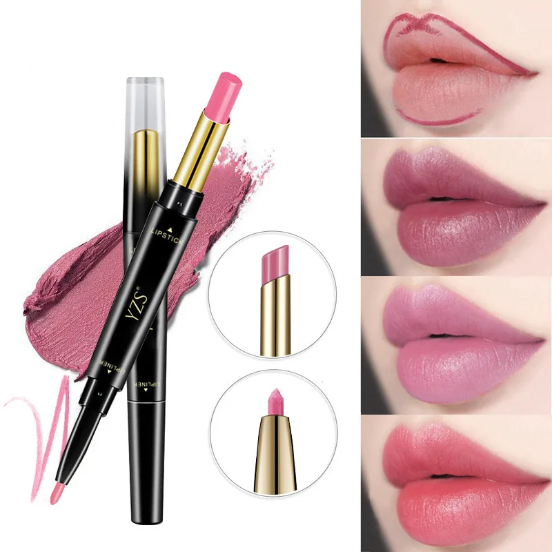 Custom logo Color in Matte Lipstick Lip Liner Pencil Kit Travel Size  Set Waterproof Makeup Instant Plump Lip Tint Pencil