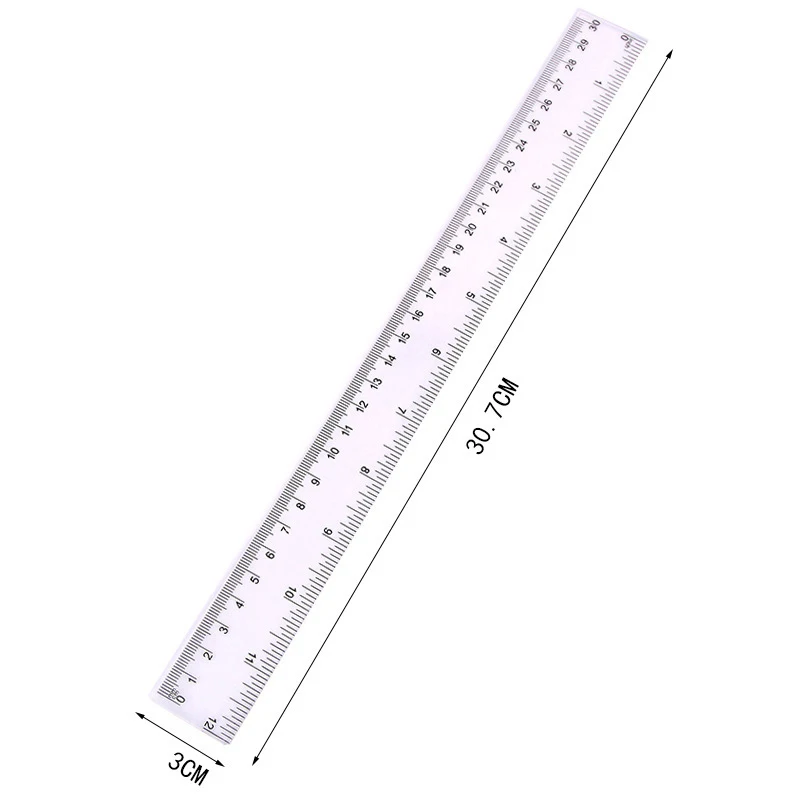 Hot Sale Drawing Ruler School Stationery 30cm Plastic Transparent Straight for