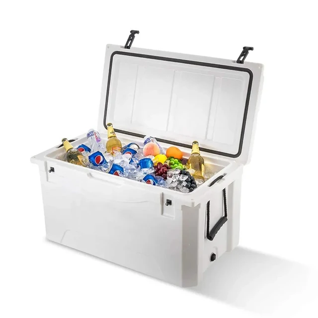 Outdoor Camping Accessories Freezers Large Size Custom Ice Chest Cart Rotomolded LLDPE Pu Hard Cooler With Wheels