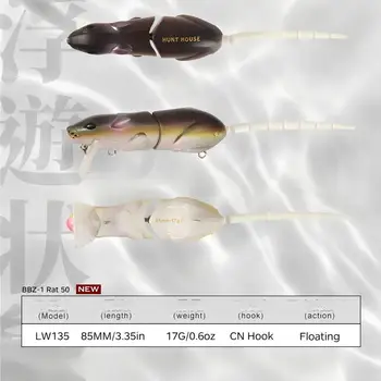 CHEERY Lure Mino 3D Bionic Mouse Multi-segmented Bait Stainless Steel 85mm 17g Ultra-realistic Swim Action for Bass – Lure – view 3