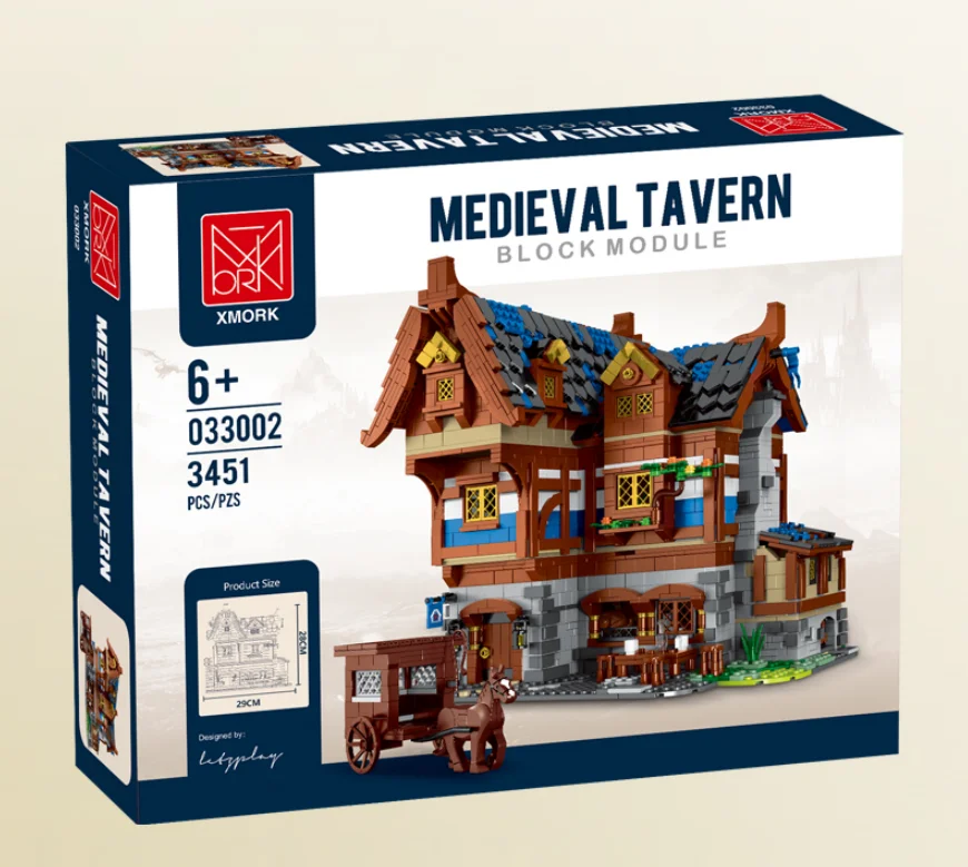 Mork 033002 Build Moc Building Block House Medieval Tavern Build Toy Brick House Blocks Toy for Kids