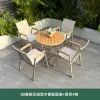 80 champagne plastic wood panel round table + 4 tucker chairs