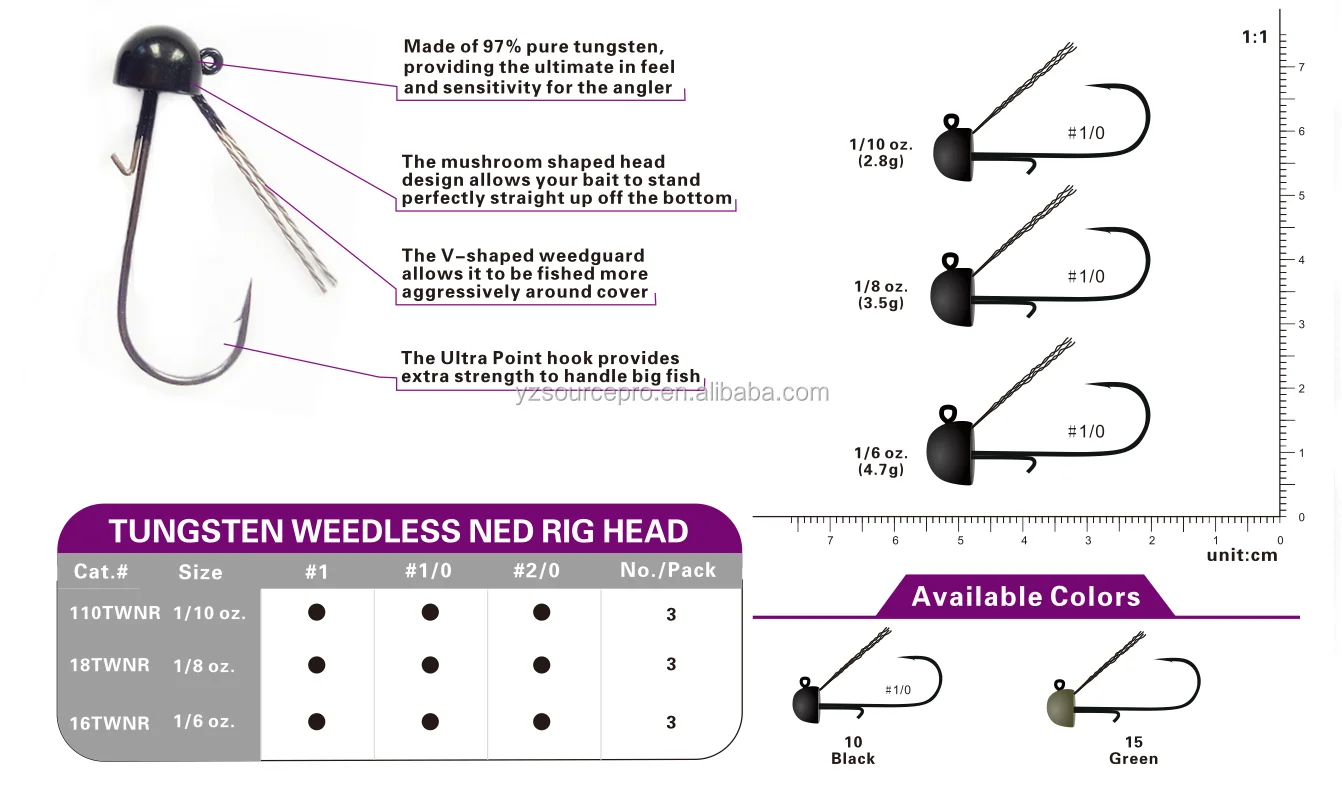 Wholesale Weedless Ned Rig Jighead,Tungsten Rig Jig Head,Mushroom ...