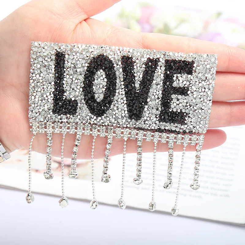 Free sample hotfix motif heat transfer rhinestone flower iron on patches for bling decorations