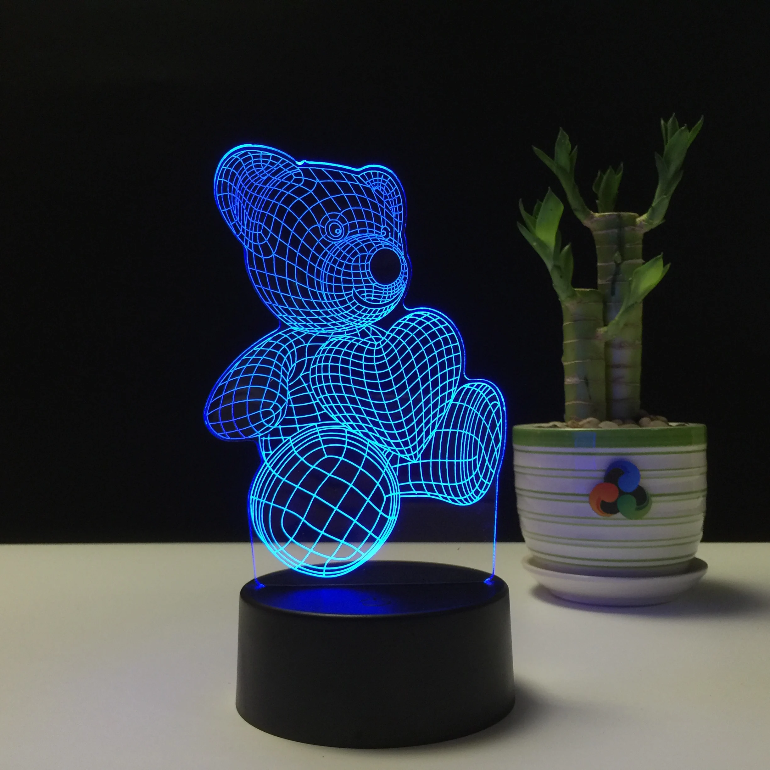 Anime Customized Pattern Bear Lamp 3D Illusion Holiday Gift Table Lamp Home Decoration LED Lamp Kids Night Light