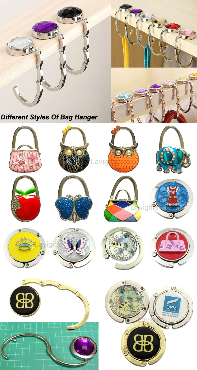 Buy Wholesale China Custom Portable Design Logo 3d Metal Handbag Holder  Folding Bag Hanger For Ladies & Purse Hook Hanger at USD 0.65