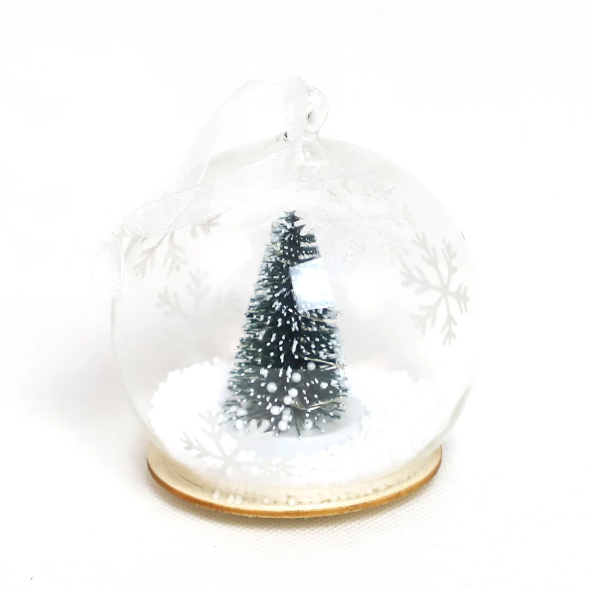 Hand made customizable tree hanging ornament 8 cm christmas luxury glass ball with tree inside xmas handicraft ornaments