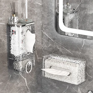 Fashion Design Bathroom Transparent Wall Mounted Tissue Box Luxury Clear Acrylic Tissue Storage Box