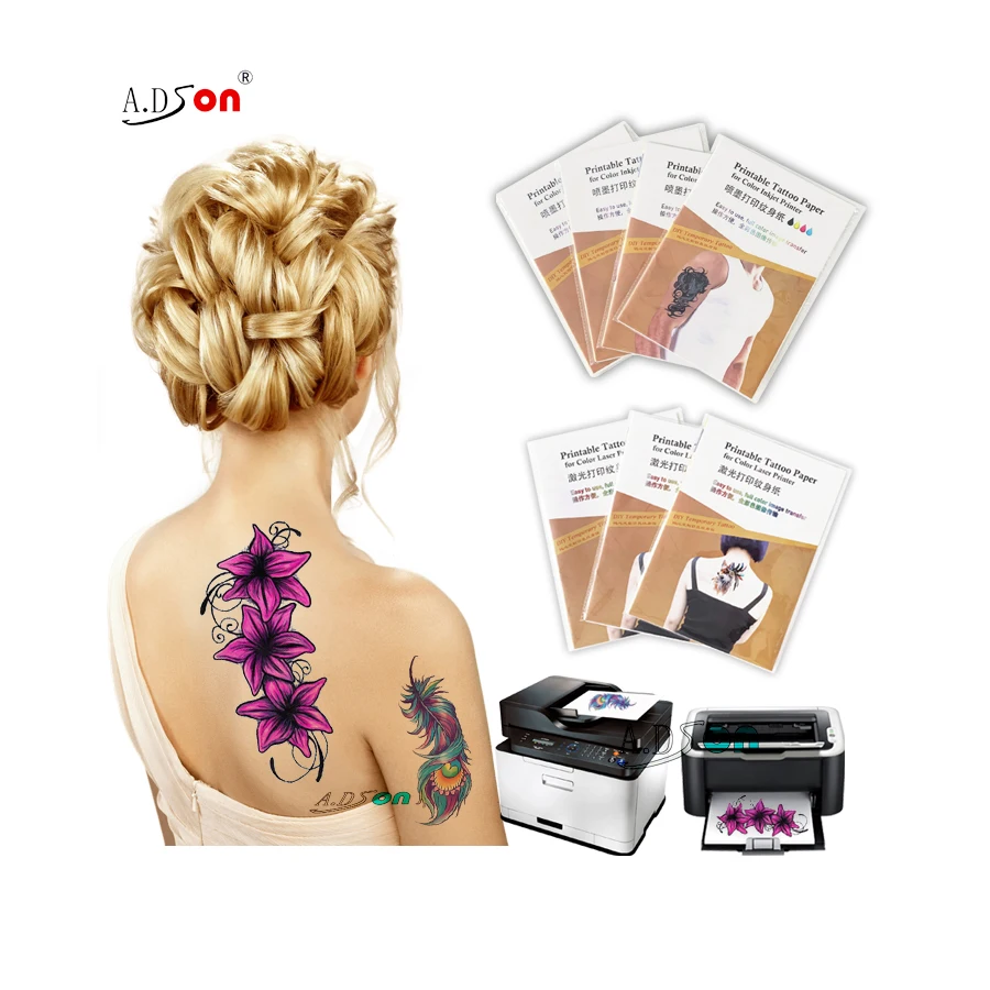 Printable Temporary Tattoos Paper 5 Sets 8.5x11 Size DIY Tattoos Transfer  Paper Decal Paper for Inkjet Printer 