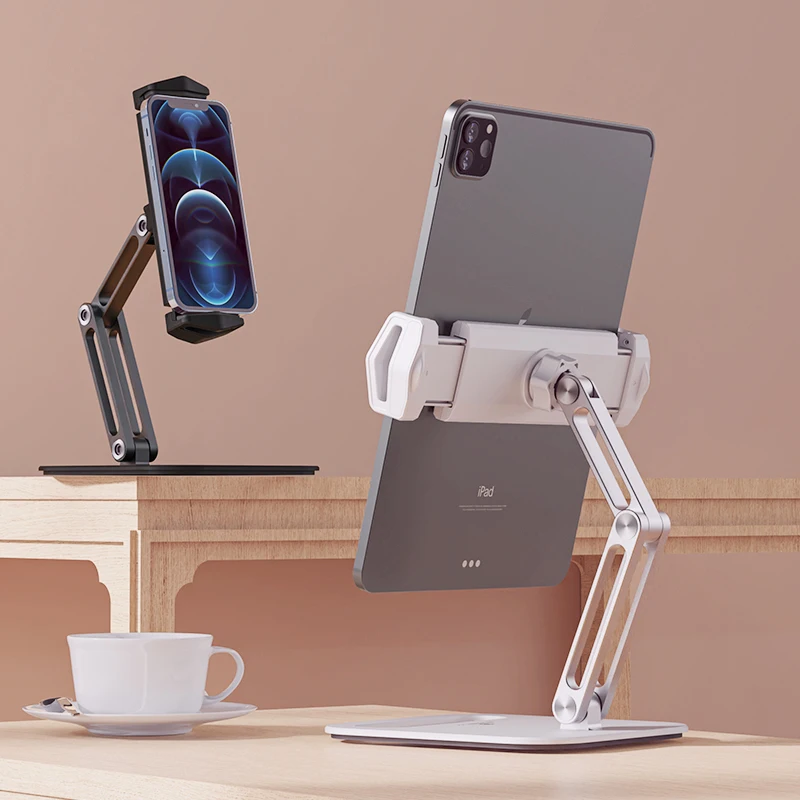Boneruy Desktop Rotatable Tablet PC Stand Adjustable Aluminum Alloy Foldable Mobile Phone Holder for iPAD