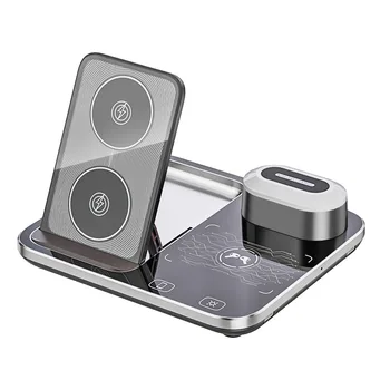 R12 3-in-1 Foldable Desktop Charger Fast Smart PD Type-C Compatible 15W Output Power for iPhone MacBook & Power Bank