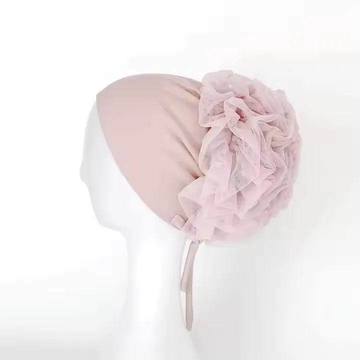 Breathable Muslim Women Cotton Hijab Flower Volume Undercap Modal Jersey Inner Hijab Bonnet Caps