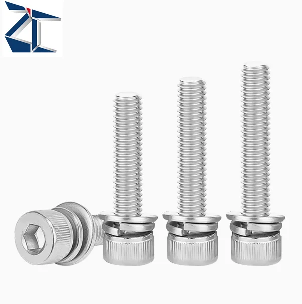 Factory Direct Wholesale 304 Stainless Steel M2.5 M3 M4 M5 M6 Combination Screw Bolt Sems Machine Screws