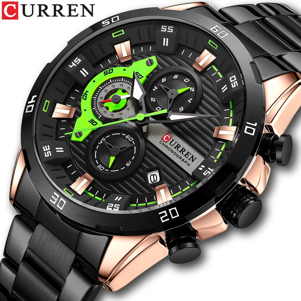 2021 CURREN 8402 Stainless Steel Watches for Men Fashion Function