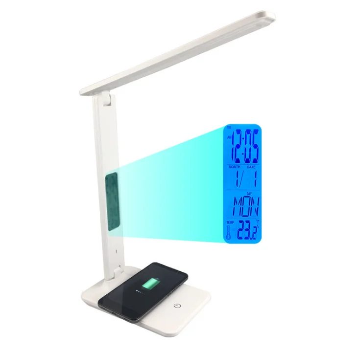 QI Wireless Charging led  Desk Lamp 45pc LED Reading Lamp Brightness Adjustable Eye-protect  3 Modes Study china Table Lamp +LCD