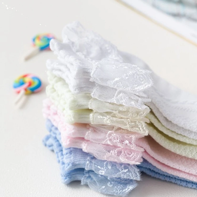 9 Pairs Baby Girl Lace Socks - Ruffle Bow Socks With Eyelet Lace Cuff, Princess Frilly Dress Socks For Newborn, Infant, Toddler (Multicolor)