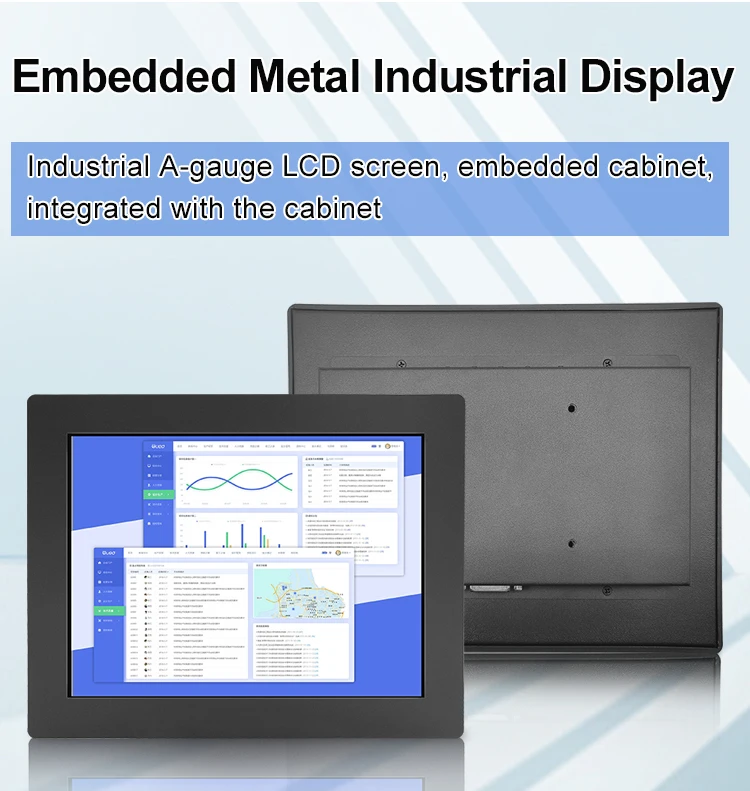 10.4/10 Inch Industrial Embedded Monitor Metal Case Resistive Touch Screen Wall-Mounted VESA VGA Port TFT-LCD Display in Stock