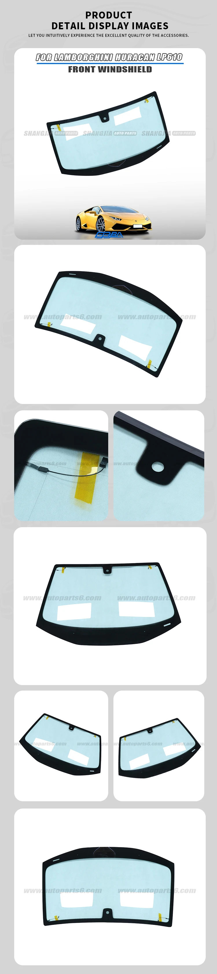 product high strength heat insulating provides excellent visibility windshield for lamborghini huracn lp 610495-3