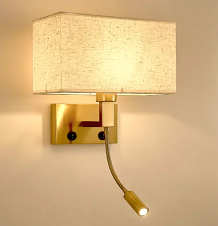 Hotel E27 Socket Fabrics Cover Led Bedside Reading Wall Mount Lights Lamp