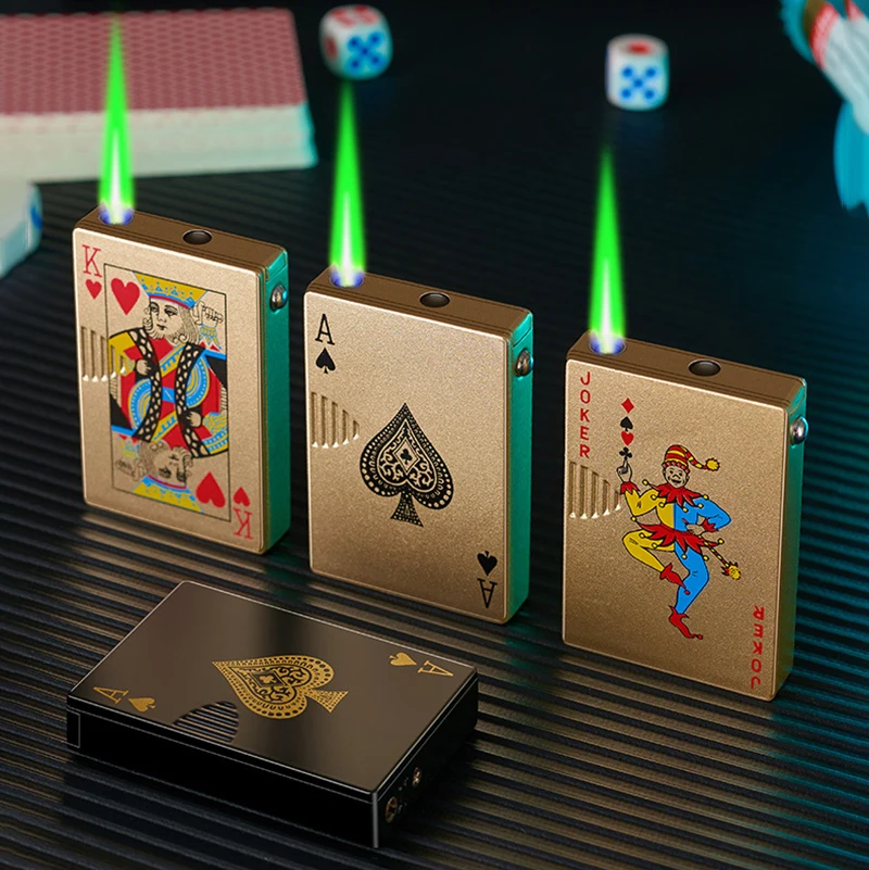 Custom Wholesale Jet Torch Green Flame Poker Cigarette Lighter Metal