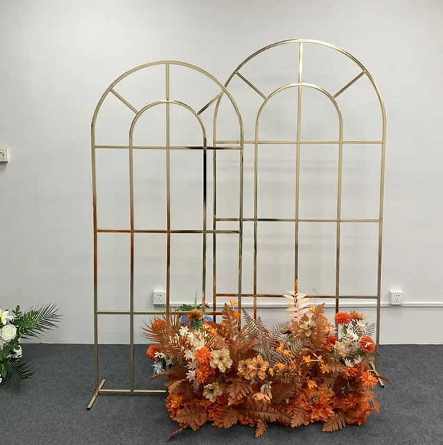 Wedding Gold Metal Arch Backdrop Stand for Wedding Ceremony Birthday Party Bridal Garden Floral Balloon Arch Decoration