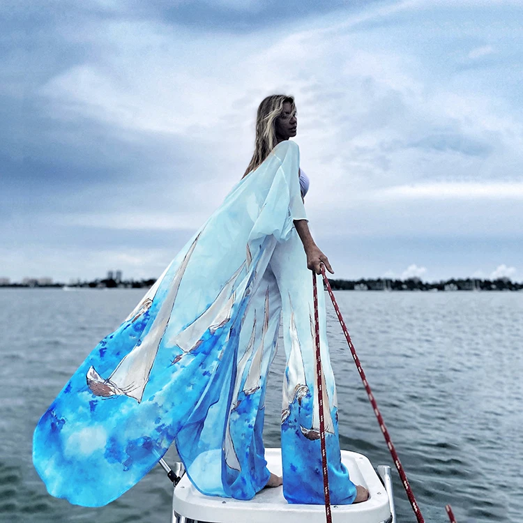 Beach Cover Up Dress Cartoon Boat 