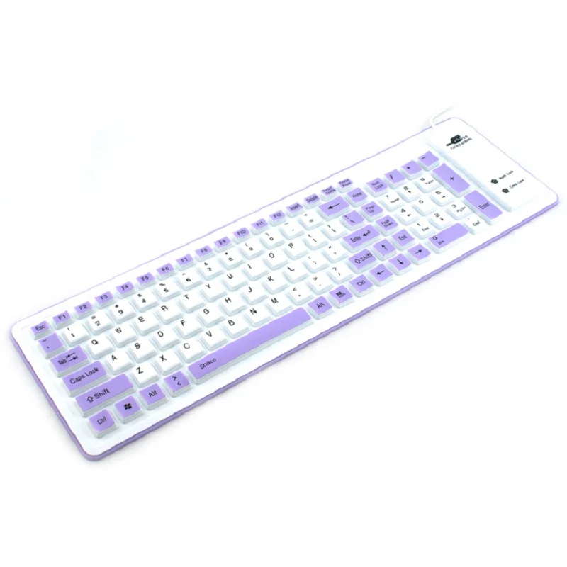 103 Keys Mute Wired Keyboard Portable Business Office Keyboard Silicone Crimp Keyboard