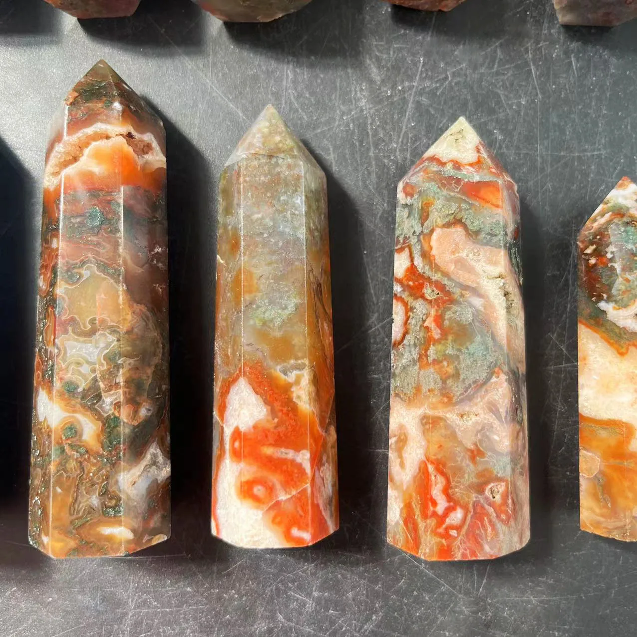 High Quality  Red Moss Agate Point Crystal Point Moss Agate Tower Crystal Healing  Stone  for Healing _XCG