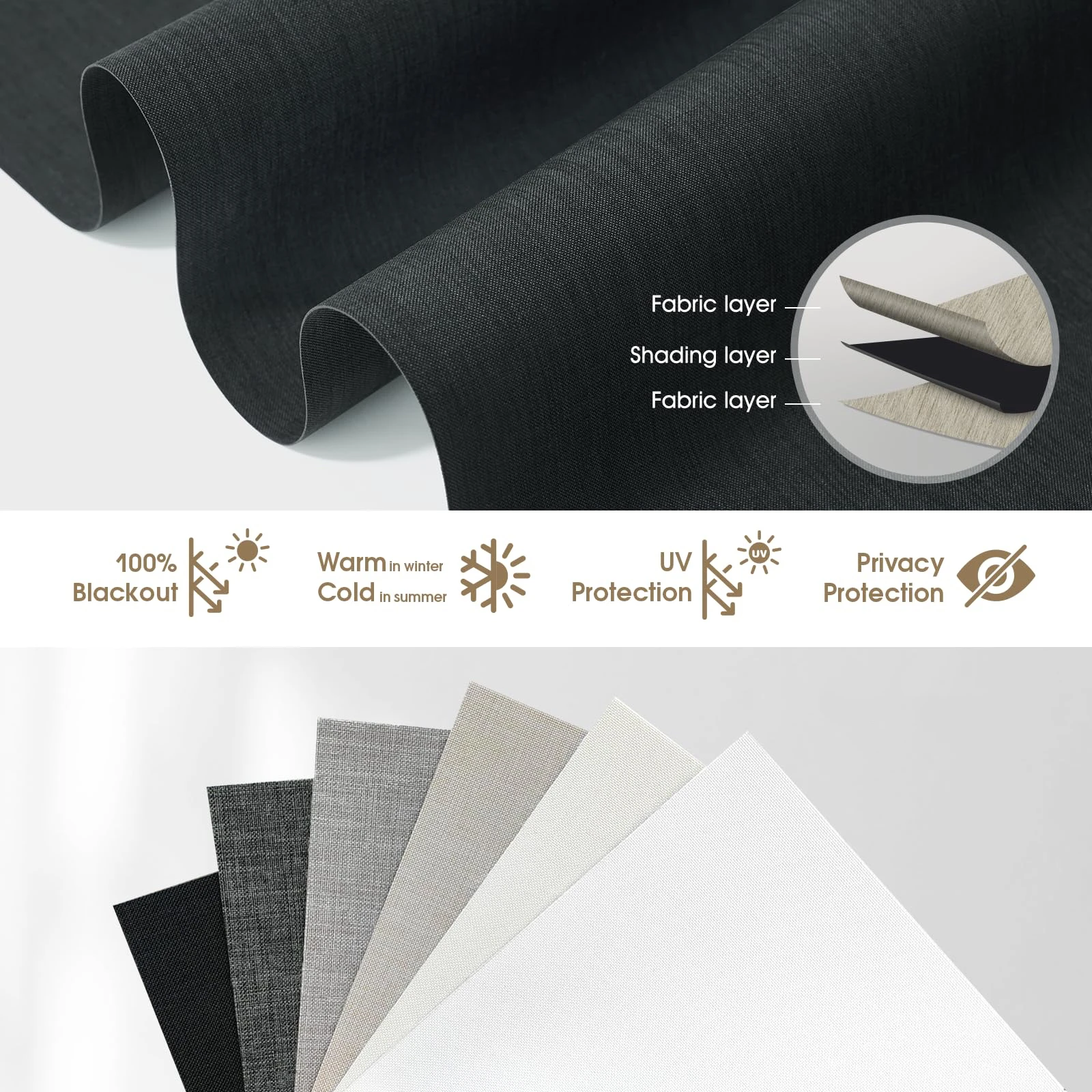 3M Width 275GSM Customizable Polyester Roller Blinds Fabric for Blackout Curtains