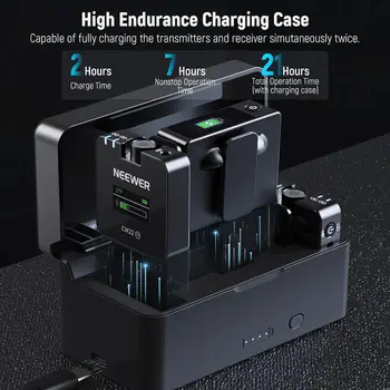 Neewer 2 Pack Wireless Lavalier Microphone With Charging Case Clip on External 2.4G Mini Mic detail image