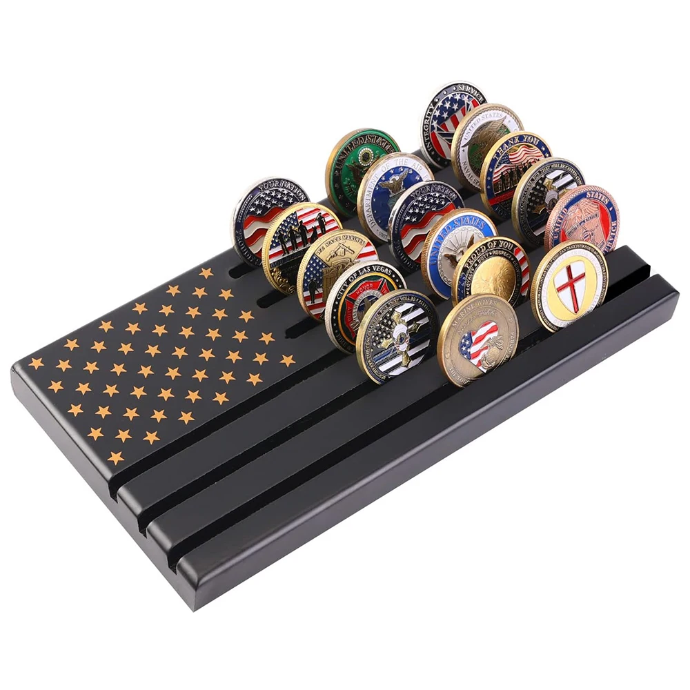 Coin Display Case LiTY Challenge Coins Display Stand ,6 Row Military Holder  Challenge Coin Display
