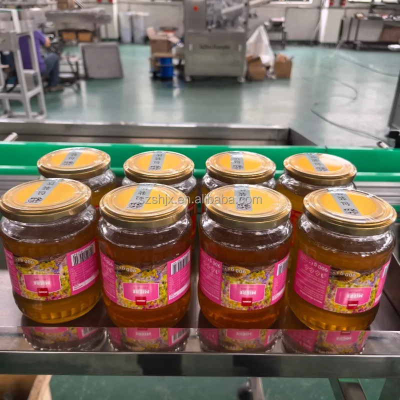 Automatic Food Bottles and Jars Filling and Capping Line for Chili Sauce, Honey, Ketchup, Peanut Butter, Jam manufacture