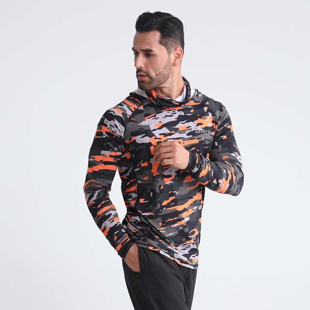 Sbart Sublimation Upf 50+ long sleeve Fish Quick Dry ColombiaT Men Performance Shirts Fishing hoodie fishing wear