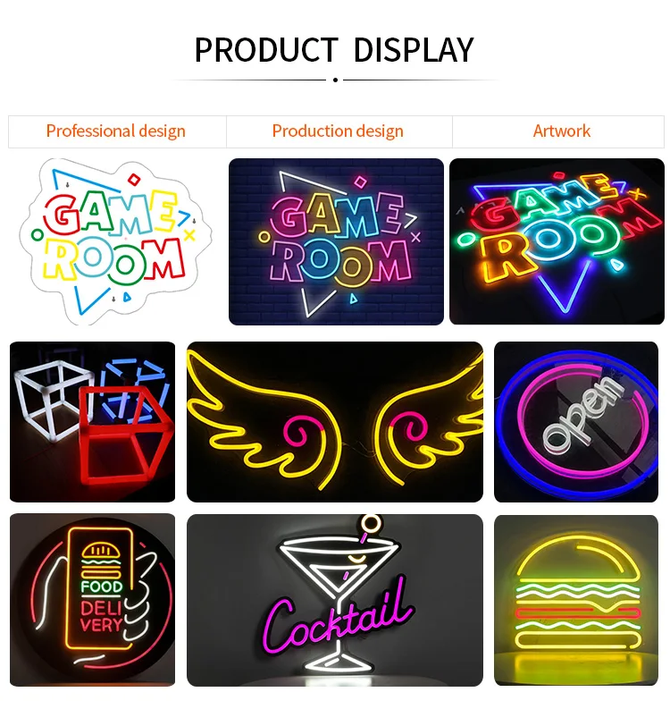 Whosale Custom Neon Sign Wall Mounted Faux Neon Logo Lamp Custom Flex