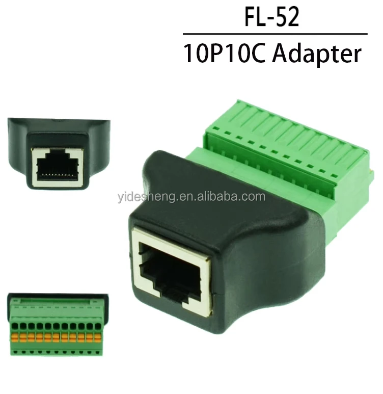 RJ50 to 10P10C Adapter for CCTV DVR - Dual-Core Screw Terminals
