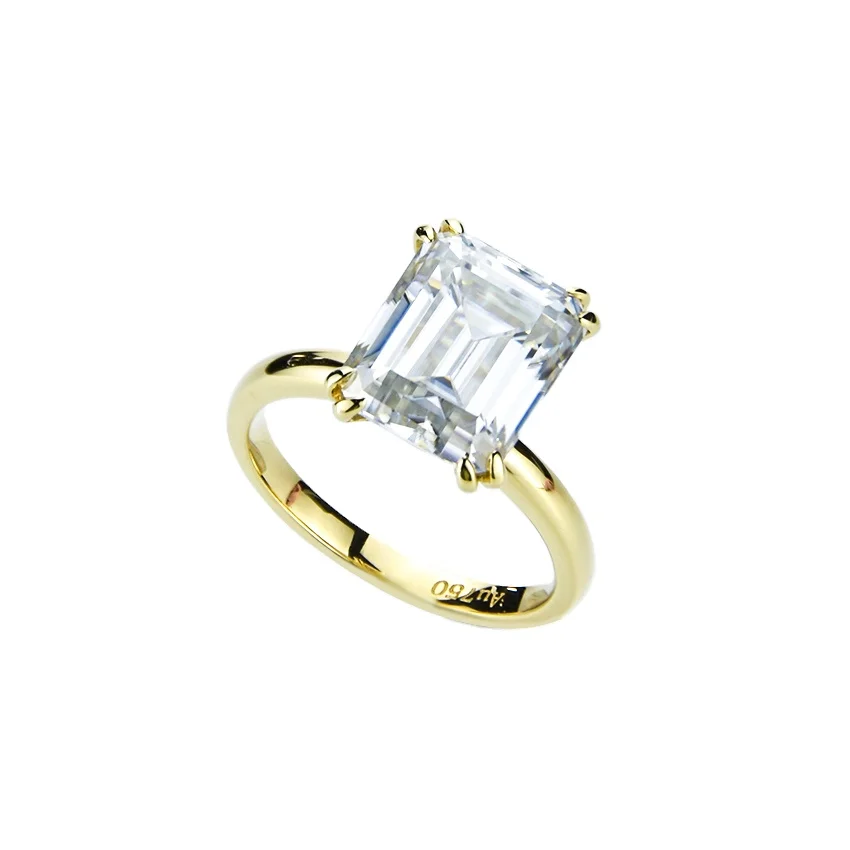 Xingyue Customized Moissanite Ring 18K Yellow Gold Emerald Cut Jewelry Moissanite Engagement Ring